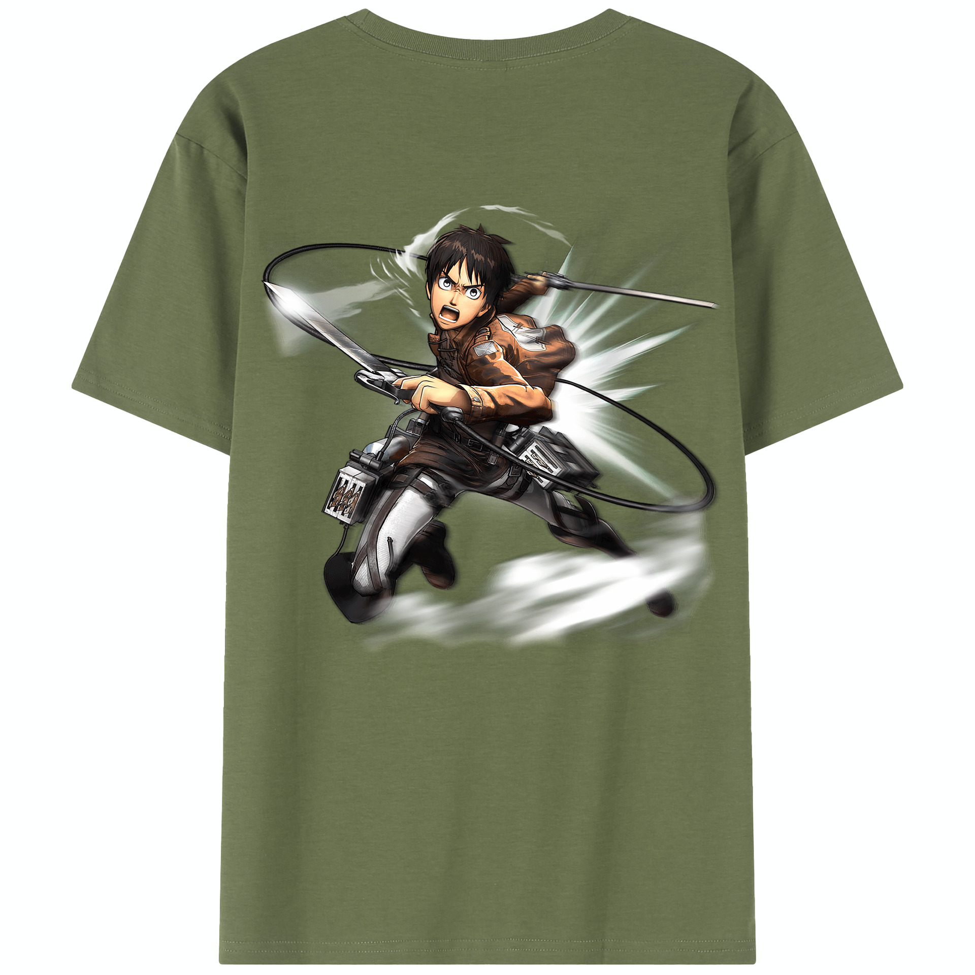（画像用） 進撃の巨人 エレン･イェーガー Attack on Titan Eren Jäger 綿100％半袖Tシャツ（背面プリント）